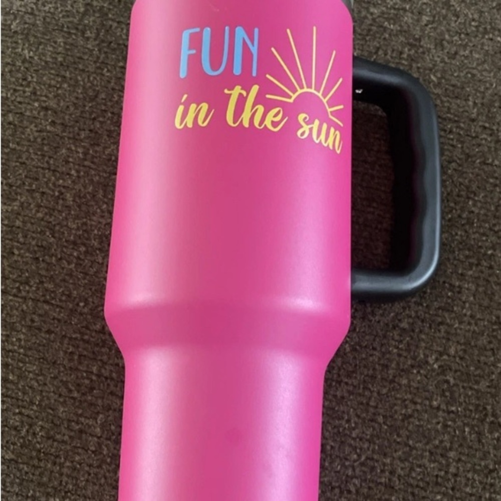 Vibrant Pink Travel Mug with Handle